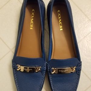 Coach Pebble Leather Blue Loafers Size 10, Olive s
